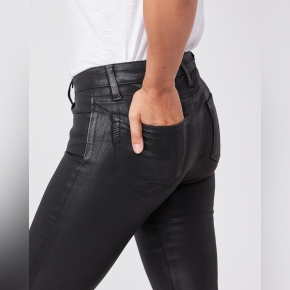 PAIGE Verdugo Ankle Jean in Black Silk Luxe Coating sz 30 - Picture 4 of 12